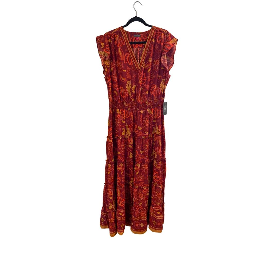 Vince Camuto Dress Maxi Boho Flowy Tired Whimsical Floral Womens SZ XL NWT